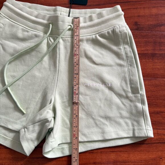 NWT Alphalete Womens S Essential Core Sweat Shorts Spring Green Zipped Pockets - Picture 7 of 13